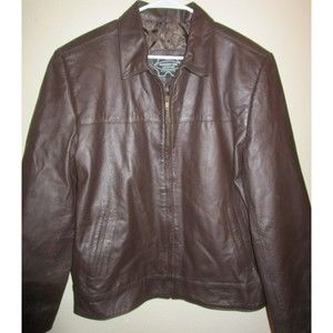 Modern 'zege men's brown leather jacket size L